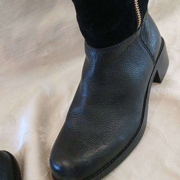 COACH Knee High Boots Black Bailey Safari Leather 7.5 - Picture 5 of 16